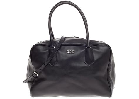 prada satchel inside bauletto medium calfskin leather nero black|Prada Satchel bags and purses for Women .